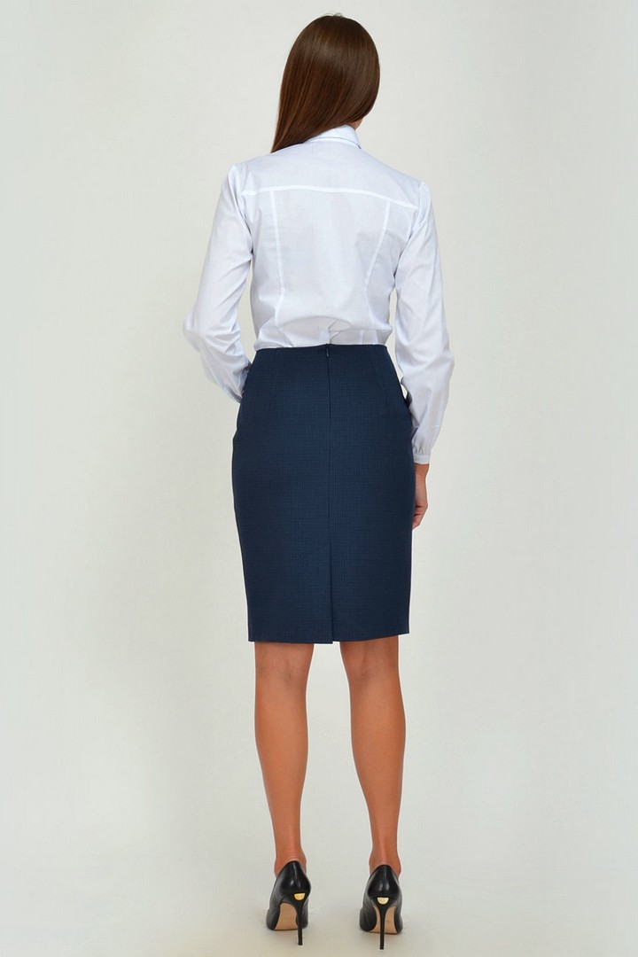Фото товара 19789, темно-синяя прямая юбка 
